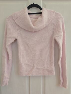 Women's Soft Cowl Neck Sweater in Light Pink